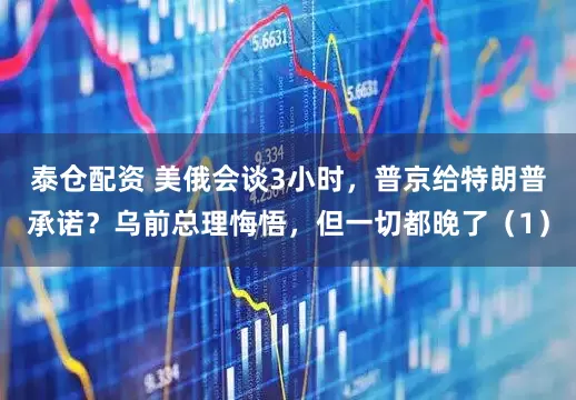 泰仓配资 美俄会谈3小时,普京给特朗普承诺?乌前总理悔悟,但一切都晚了(1)